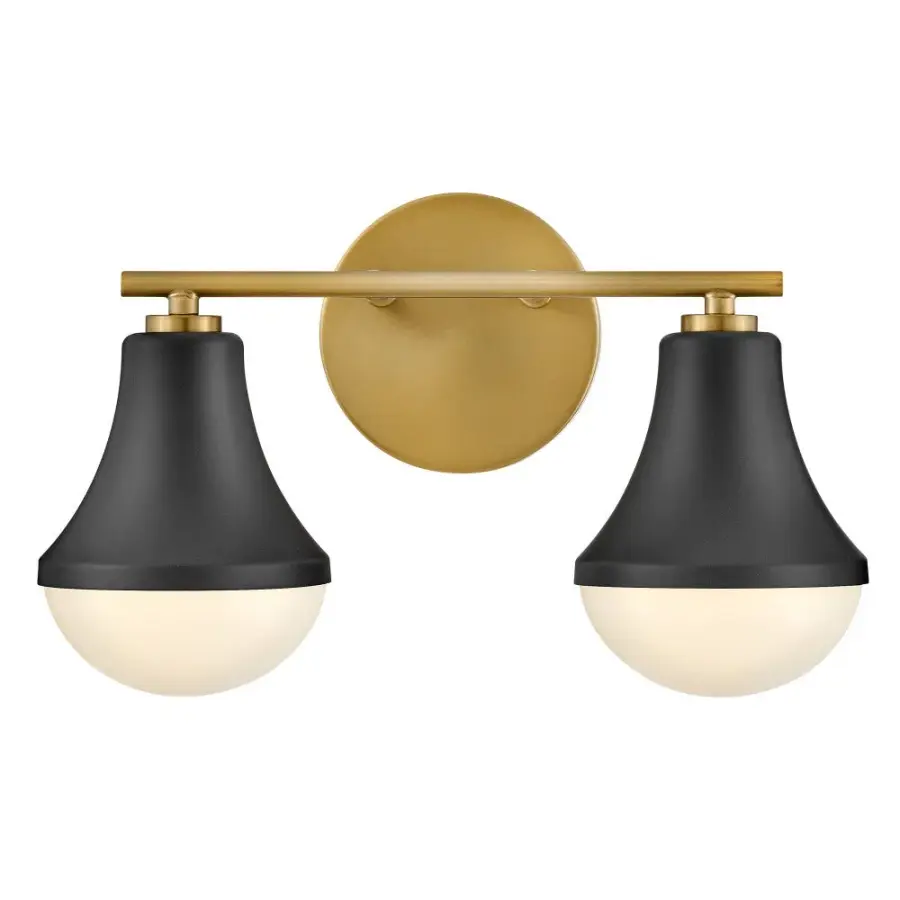 Haddie Small Two Light Vanity in Black with Brass - Image 2
