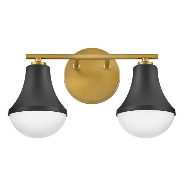 Haddie Small Two Light Vanity in Black with Brass - Image 3