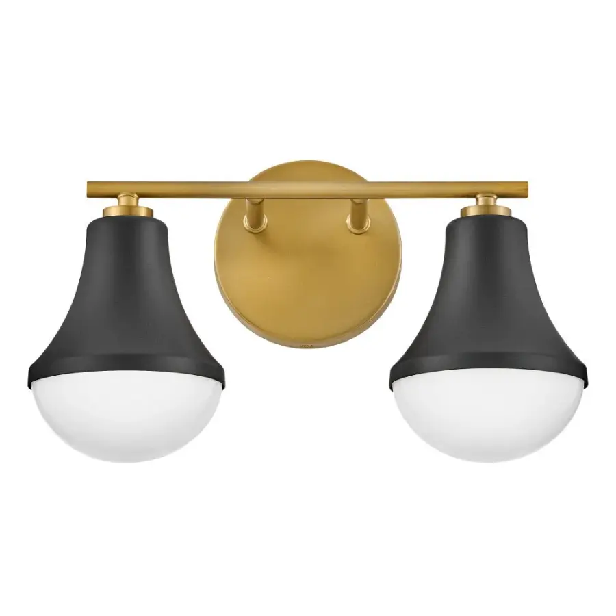 Haddie Small Two Light Vanity in Black with Brass - Image 3