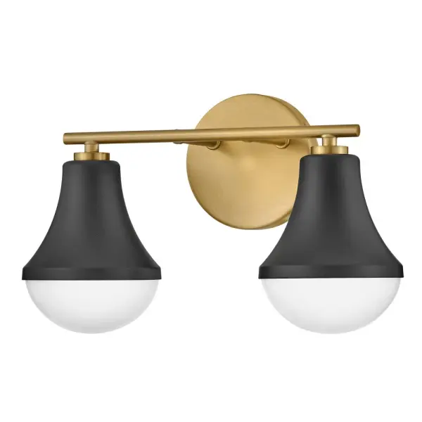 Haddie Small Two Light Vanity in Black with Brass - Image 5