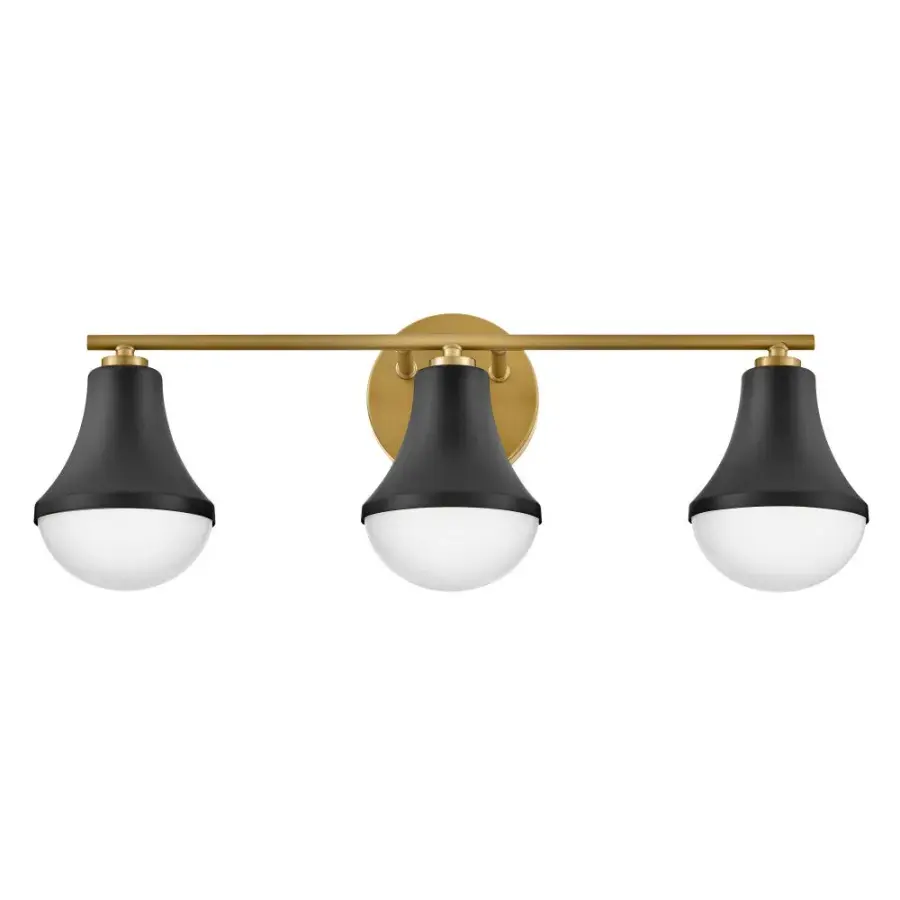 Haddie Three Light Vanity in Black with Brass Accents - Image 2