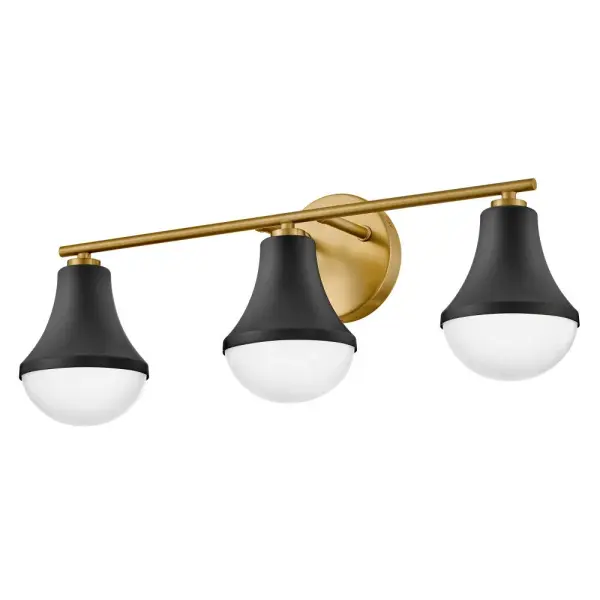 Haddie Three Light Vanity in Black with Brass Accents - Image 3