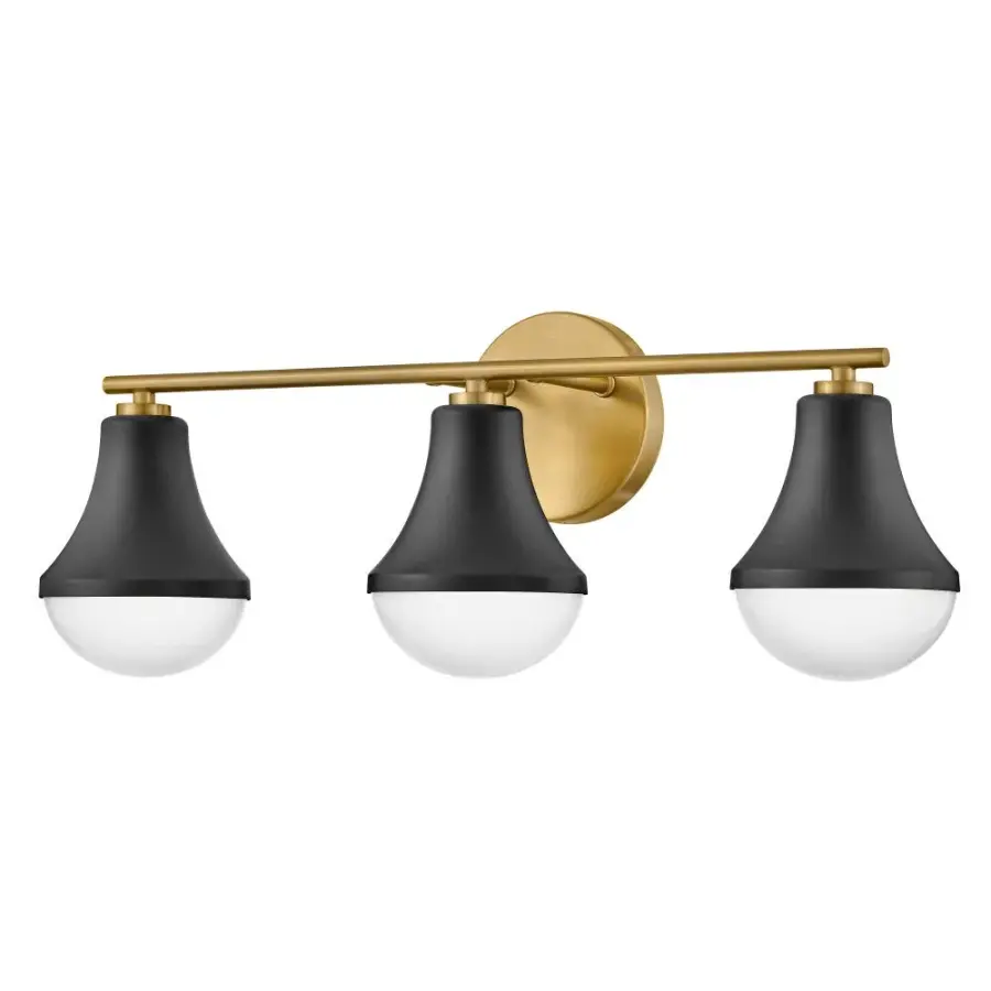 Haddie Three Light Vanity in Black with Brass Accents - Image 4