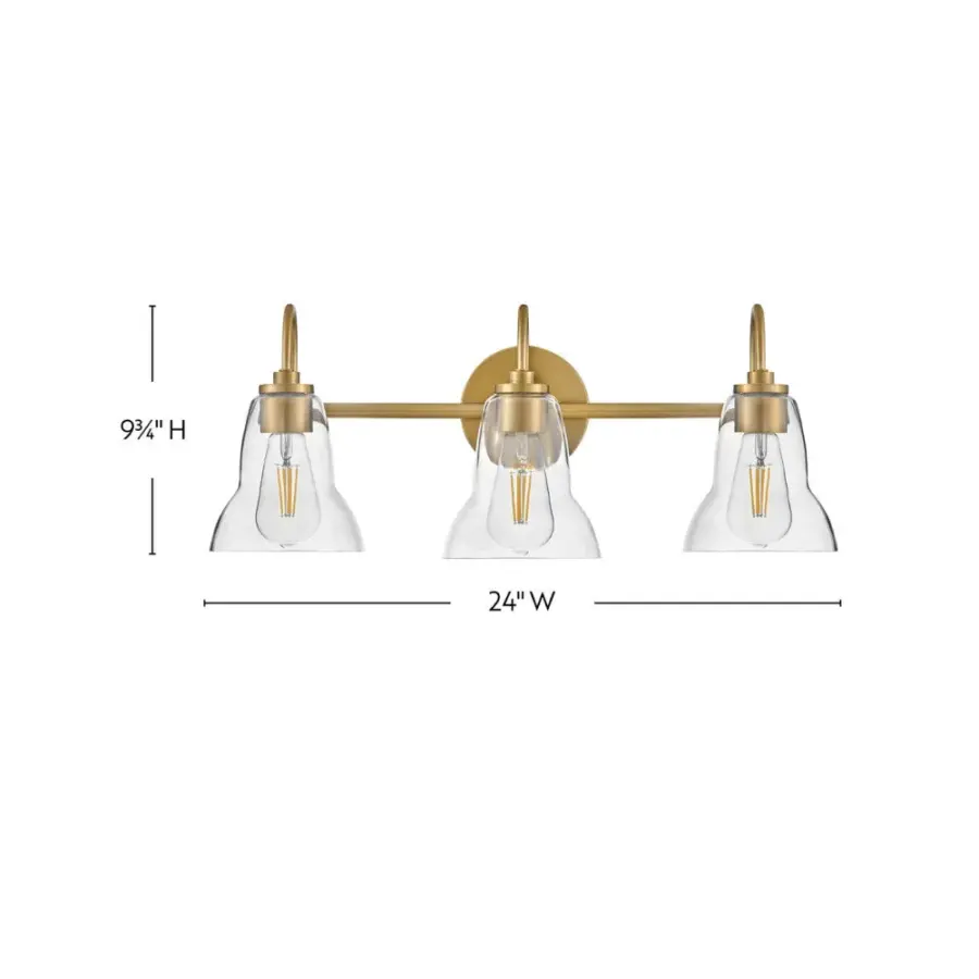 Vera Medium Three Light Vanity in Lacquered Brass - Image 2