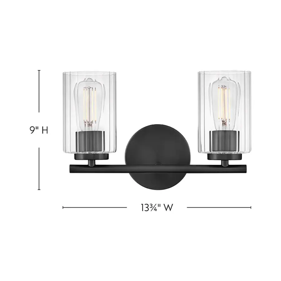 Leta Small Two Light Vanity in Black - Image 2