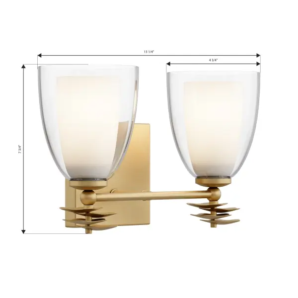 2-Light Vanity - Legacy Brass and Clear with Opal White Glass - alternate view