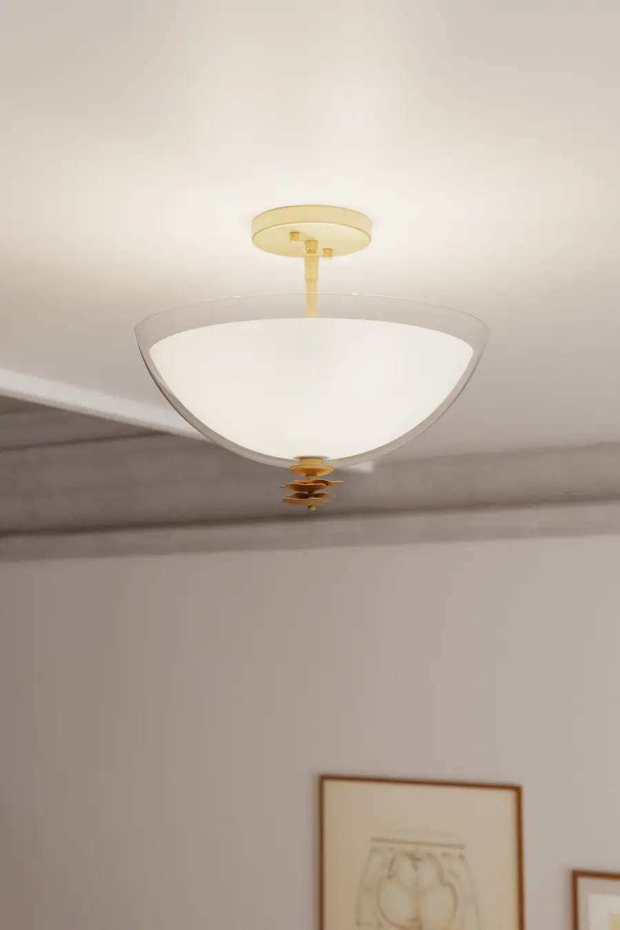 Elowen 15" 3-Light Semi-Flush Mount in Legacy Brass - Image 2