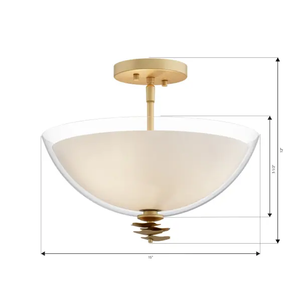 Elowen 15" 3-Light Semi-Flush Mount in Legacy Brass - Image 4