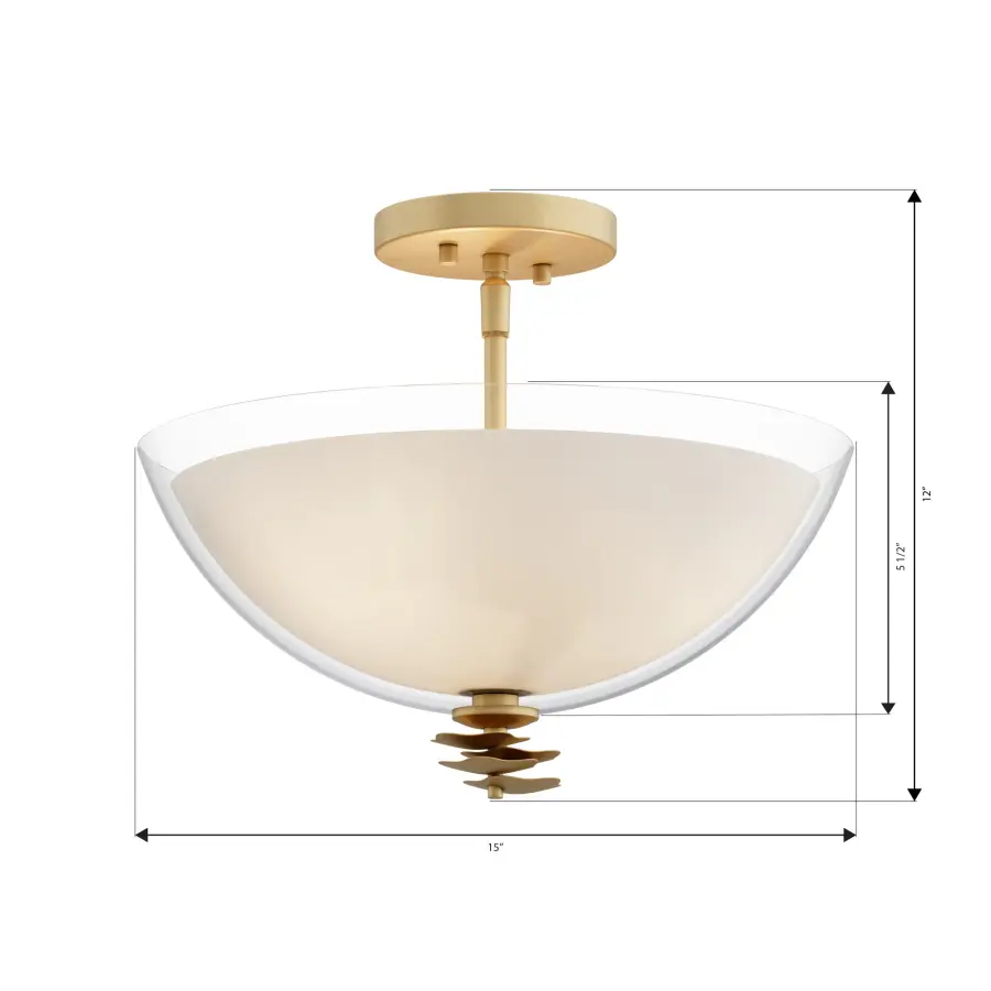 Elowen 15" 3-Light Semi-Flush Mount in Legacy Brass - Image 4