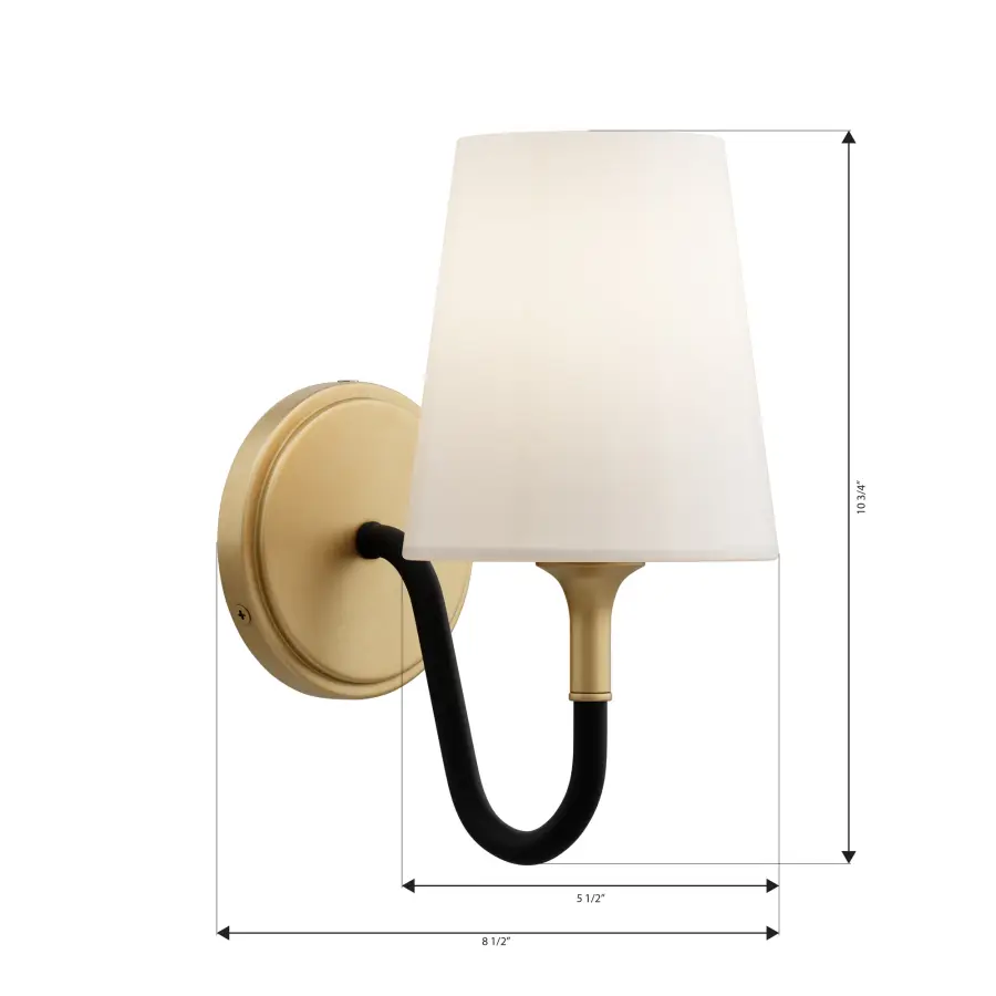 Brienne 1-Light Bath Sconce in Legacy Brass and Dark Matte Black - Image 2
