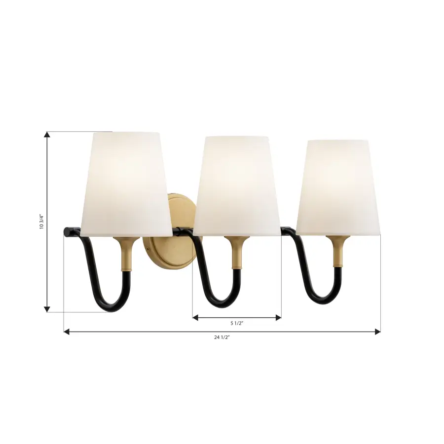 Brienne 24.5" 3-Light Vanity in Legacy Brass and Dark Matte Black - Image 2