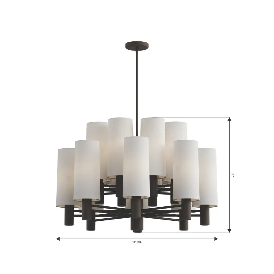 Draxen 34" 16-Light Chandelier in Dark Bronze - Image 3