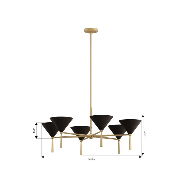 Cortan 36" 6-Light Chandelier in Legacy Brass - Image 3