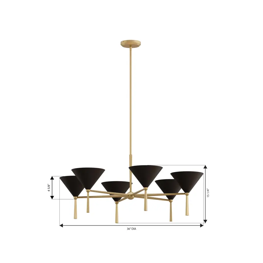 Cortan 36" 6-Light Chandelier in Legacy Brass - Image 3