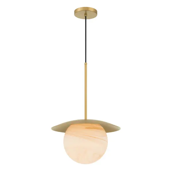 1-Light Pendant - Legacy Brass with Etched Amber Swirl Glass