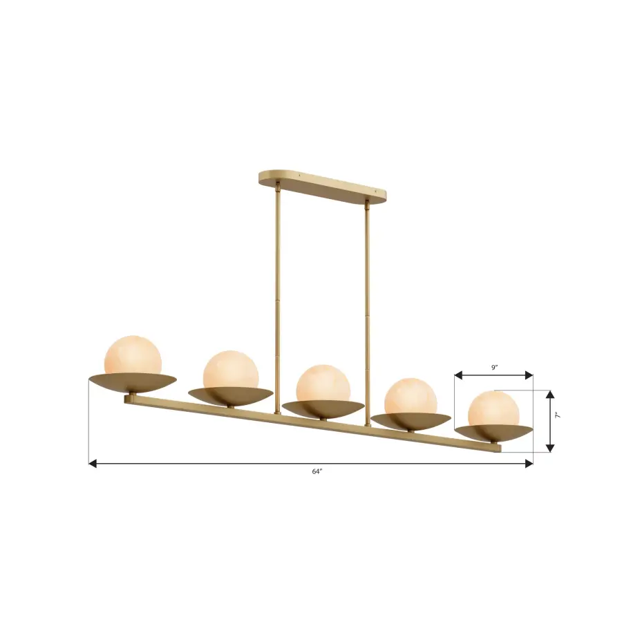 Olenne 64" 5-Light Linear Chandelier in Legacy Brass - Image 2