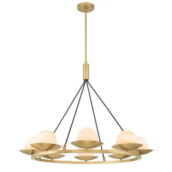 Olenne 42" 8-Light Pendant in Legacy Brass and Dark Matte Black - Image 11