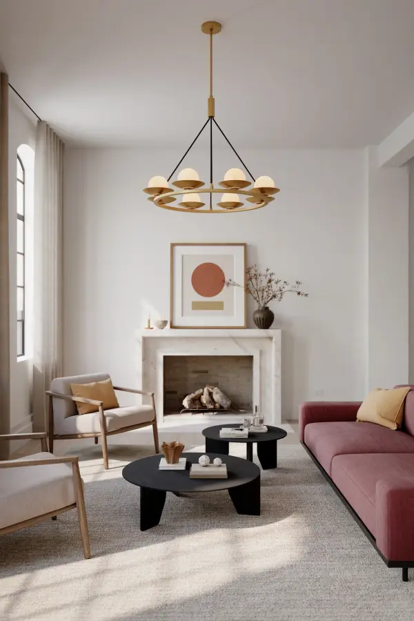 Olenne 42" 8-Light Pendant in Legacy Brass and Dark Matte Black - Image 3