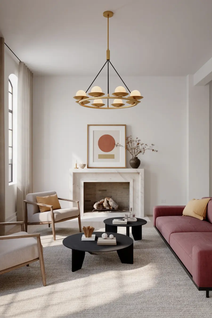 Olenne 42" 8-Light Pendant in Legacy Brass and Dark Matte Black - Image 3