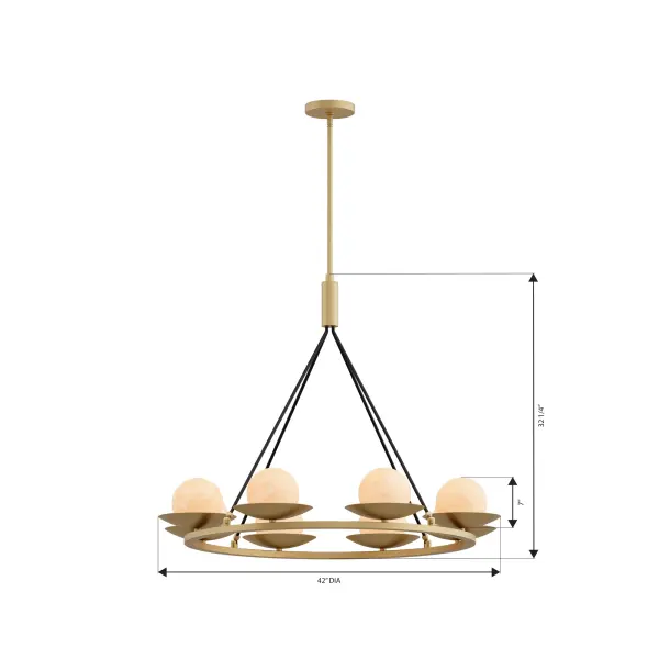Olenne 42" 8-Light Pendant in Legacy Brass and Dark Matte Black - Image 5