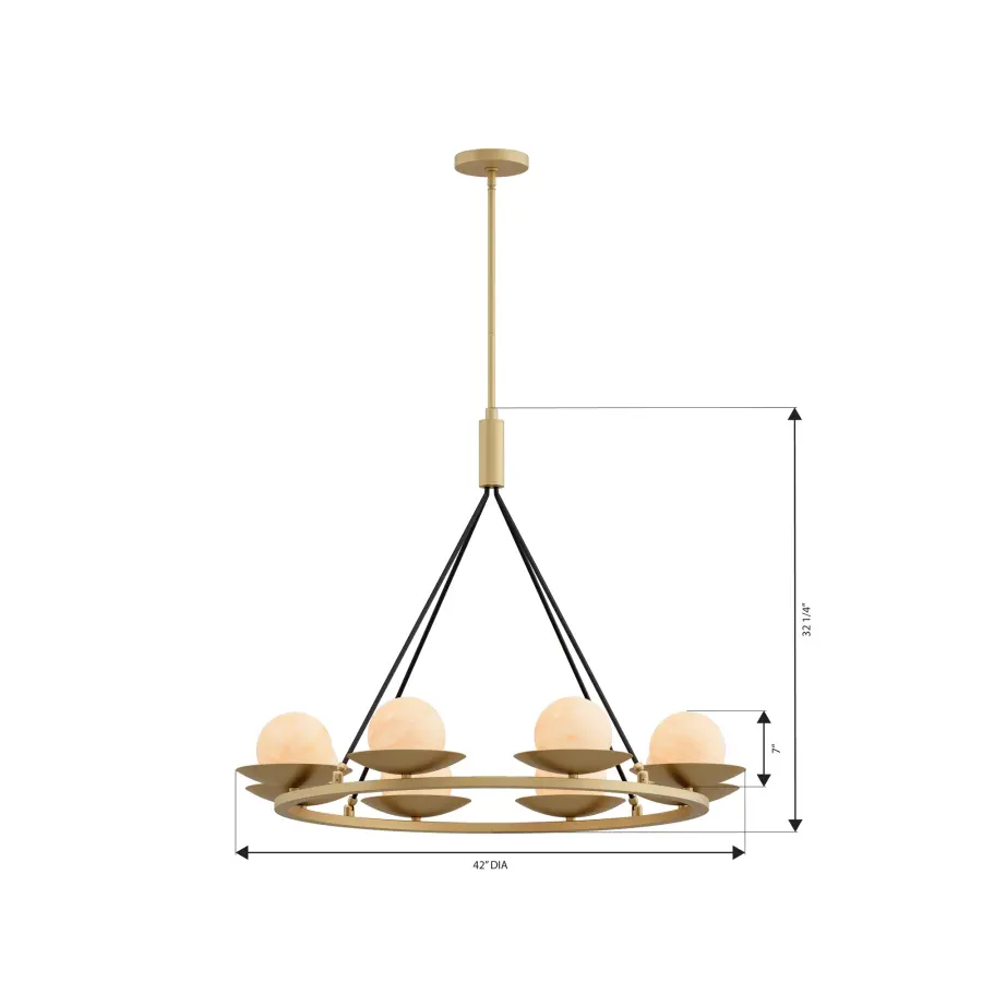 Olenne 42" 8-Light Pendant in Legacy Brass and Dark Matte Black - Image 5