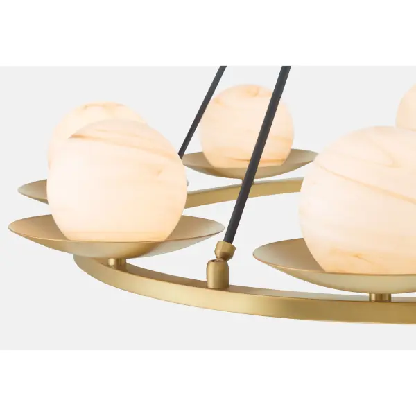 Olenne 42" 8-Light Pendant in Legacy Brass and Dark Matte Black - Image 8