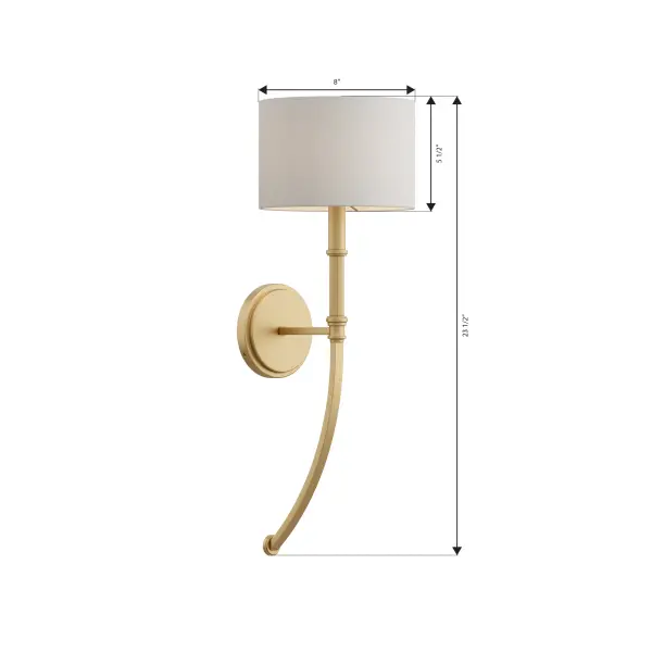 1-Light Wall Sconce - Legacy Brass with White Linen - alternate view