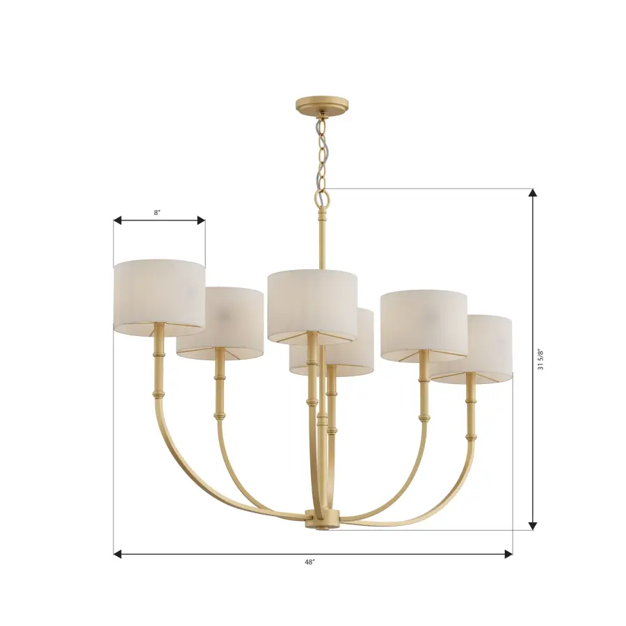 Molvene 48" 6-Light Linear Chandelier in Legacy Brass - Image 4