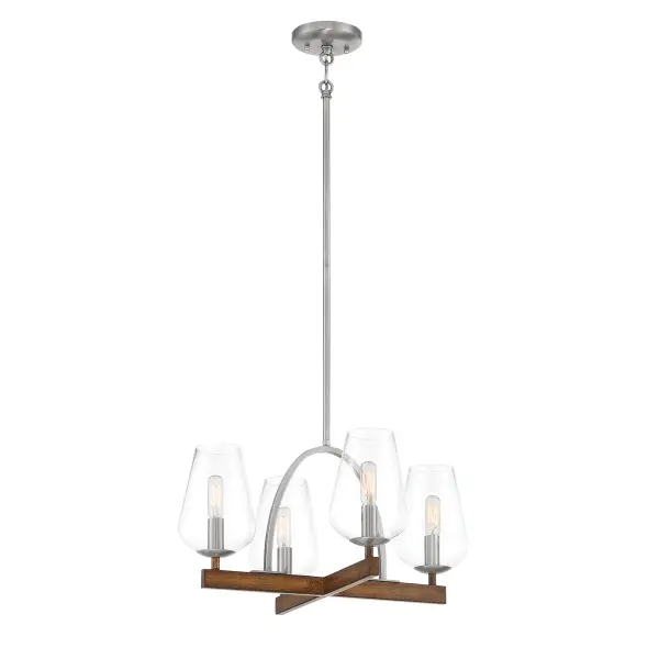 The Birnamwood chandelier blends natural Koa wood with pewter metalwork for a sophisticated transitional look. Its convertible design offers flexibility, while the compact 20-inch width suits smaller dining spaces beautifully.