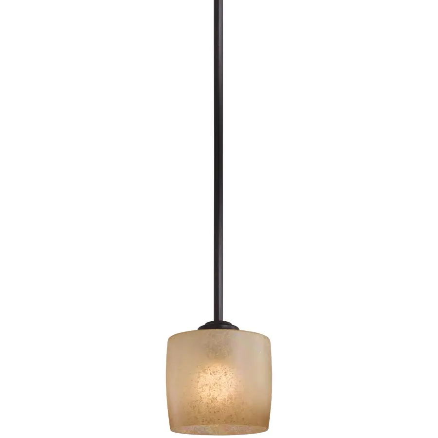Compact Transitional Mini Pendant with Artisan Glass Shade