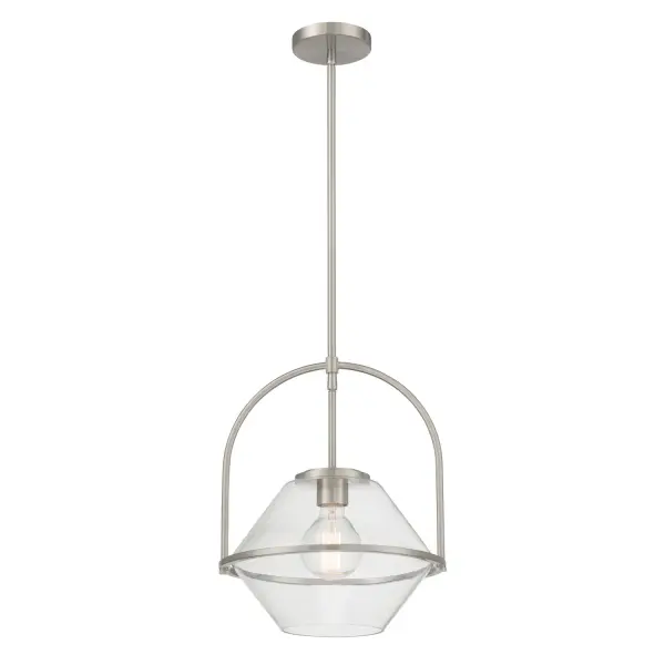 1-Light Pendant - Brushed Nickel with Clear Glass