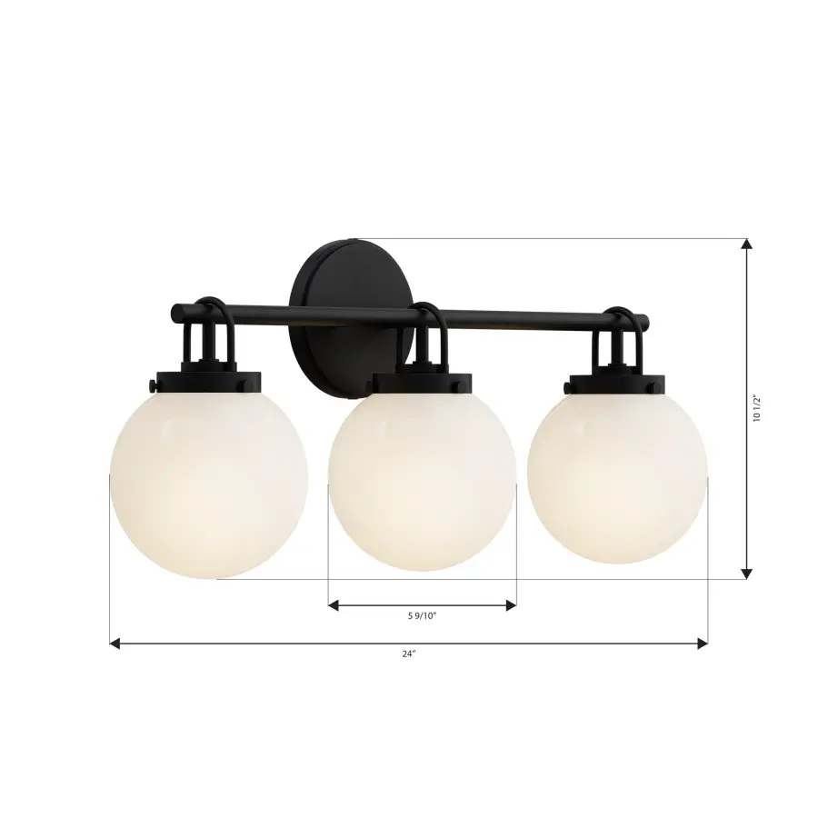 Ortesa 24" 3-Light Vanity in Dark Matte Black - Image 3