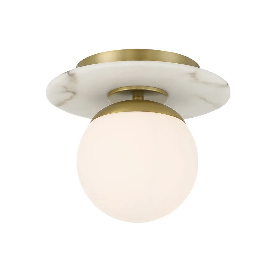 Orban Semi Flush Mount - Soft Brass with Etched Opal Glass - Image 1