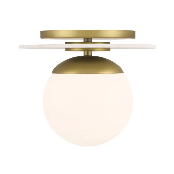 Orban Semi Flush Mount - Soft Brass with Etched Opal Glass - Image 3