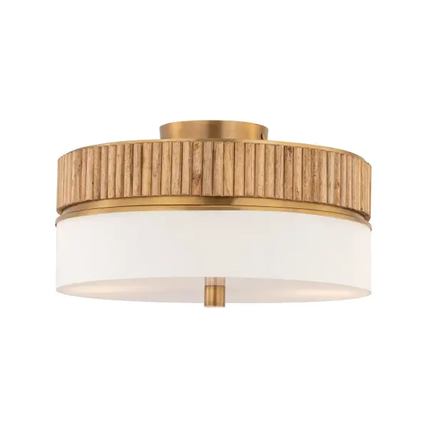 Nebri 15" 3-Light Semi-Flush Mount in Legacy Brass - Image 1