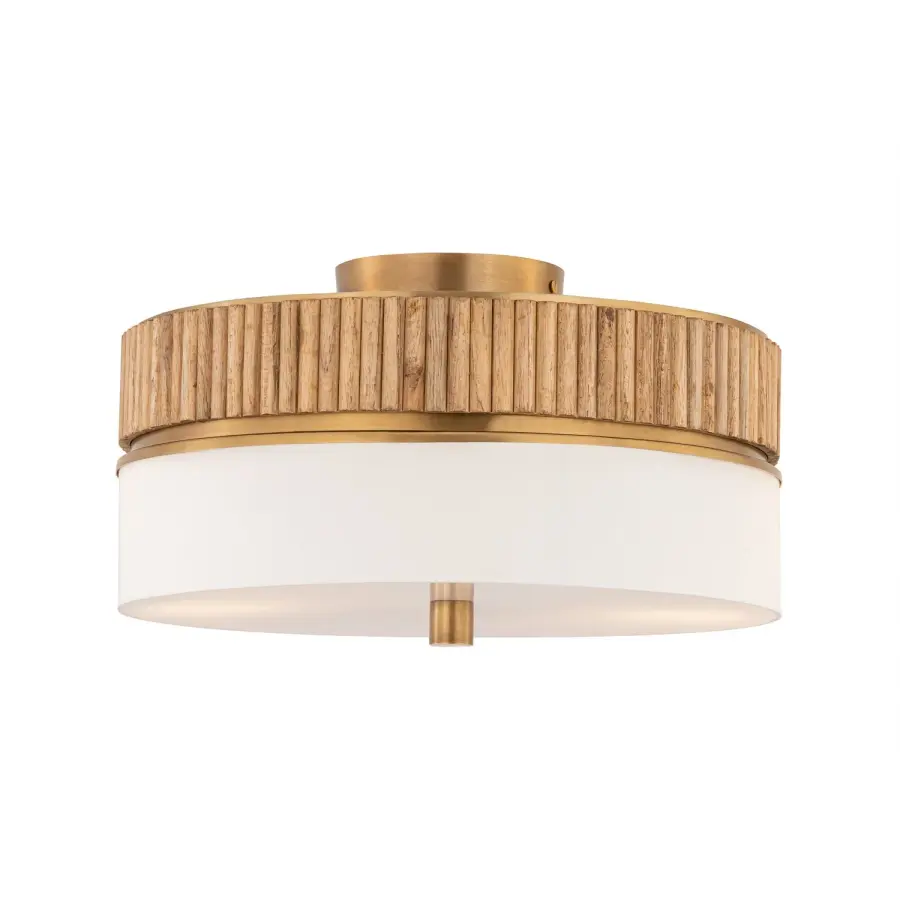 Nebri 15" 3-Light Semi-Flush Mount in Legacy Brass - Image 1