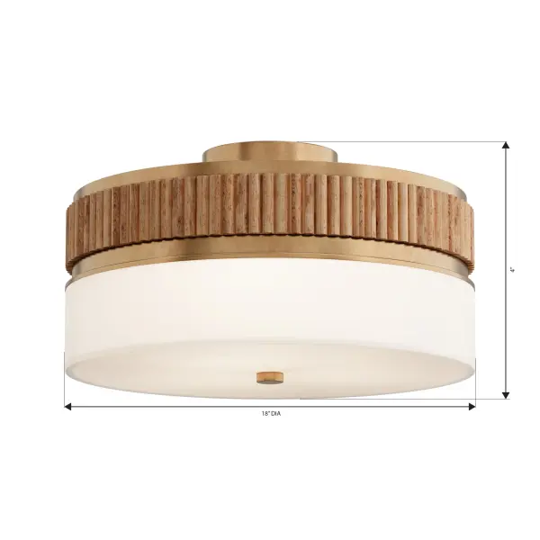 Nebri 15" 3-Light Semi-Flush Mount in Legacy Brass - Image 2