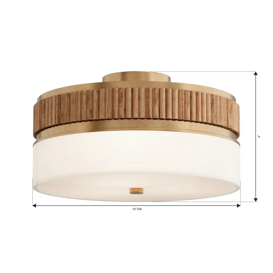 Nebri 15" 3-Light Semi-Flush Mount in Legacy Brass - Image 2