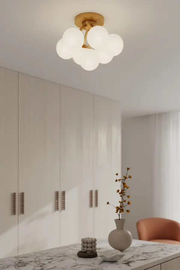 Lunara 18.25" 7-Light Semi-Flush Mount in Legacy Brass - Image 3