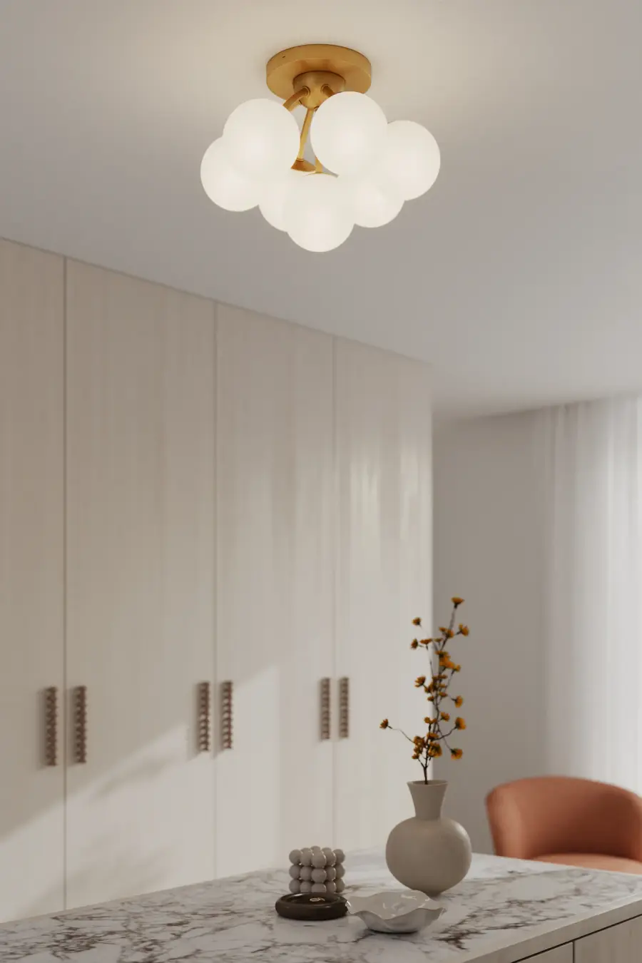 Lunara 18.25" 7-Light Semi-Flush Mount in Legacy Brass - Image 3