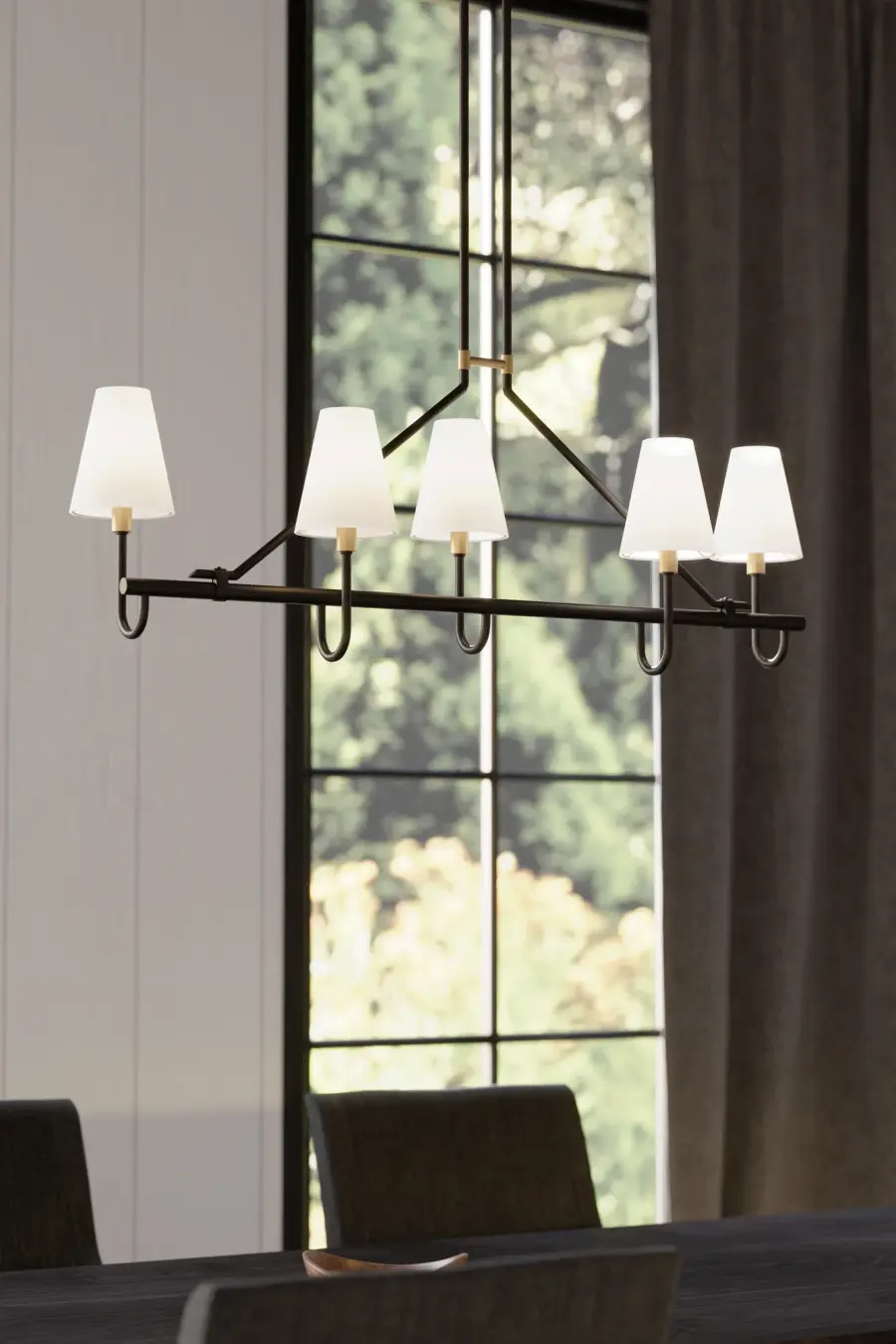Bellforge 51" 5-Light Linear Chandelier in Legacy Brass - Image 2