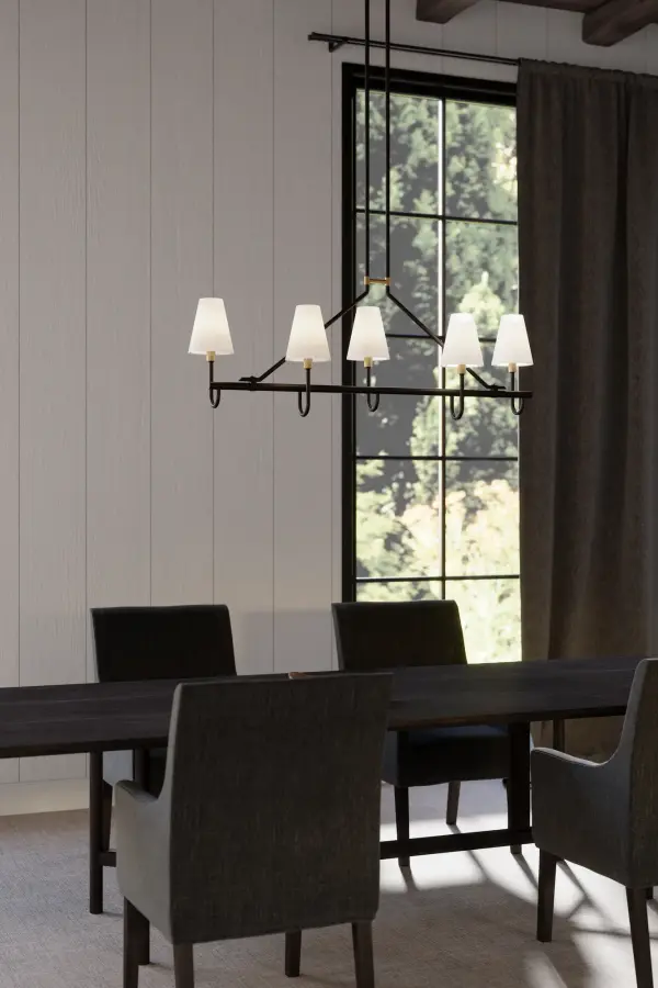 Bellforge 51" 5-Light Linear Chandelier in Legacy Brass - Image 3