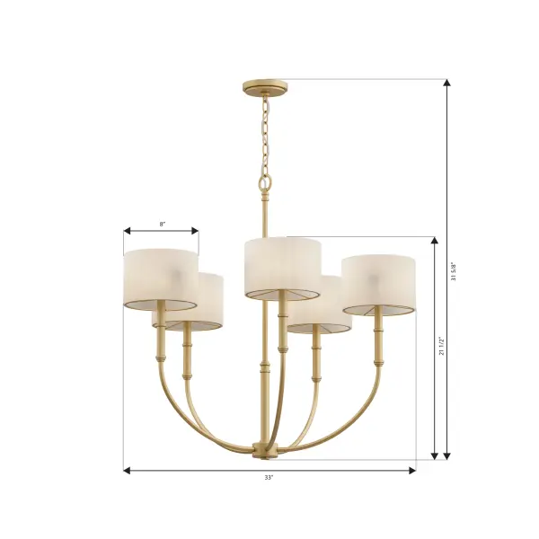Molvene 33" 5-Light Chandelier in Legacy Brass - Image 4
