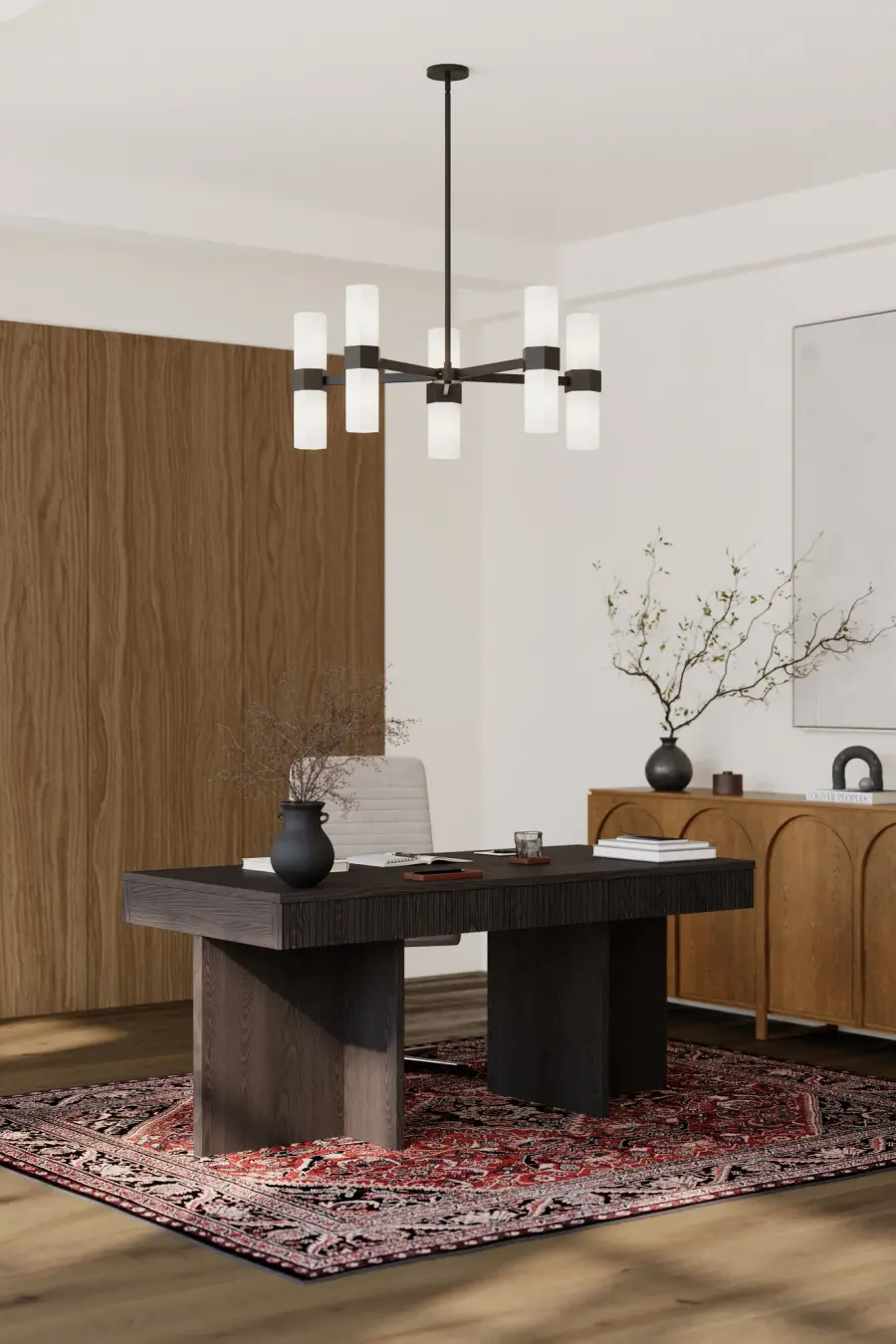 Delgada 36" 10-Light Chandelier in Dark Matte Black - Image 2