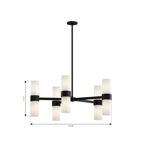 Delgada 36" 10-Light Chandelier in Dark Matte Black - Image 3