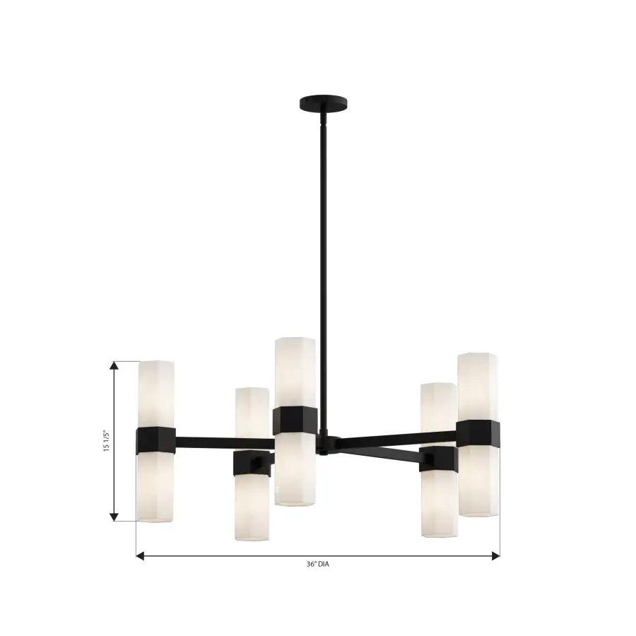 Delgada 36" 10-Light Chandelier in Dark Matte Black - Image 3