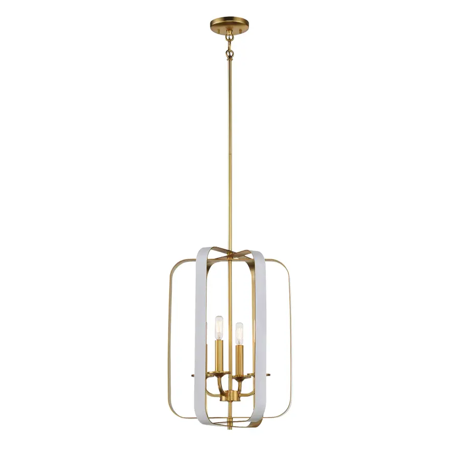 Aureum 4-Light Pendant in Matte White with Honey Gold