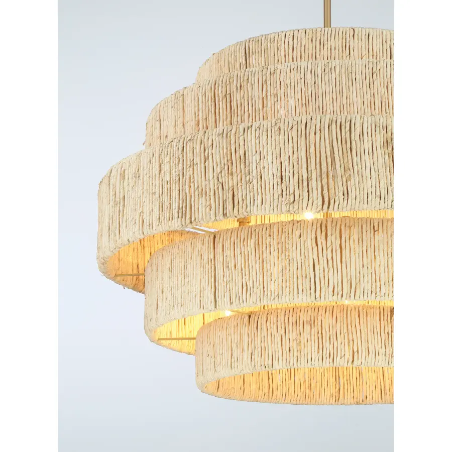 Caviana 6-Light Pendant in Signature Brass with Natural Abaca Shade - Image 2