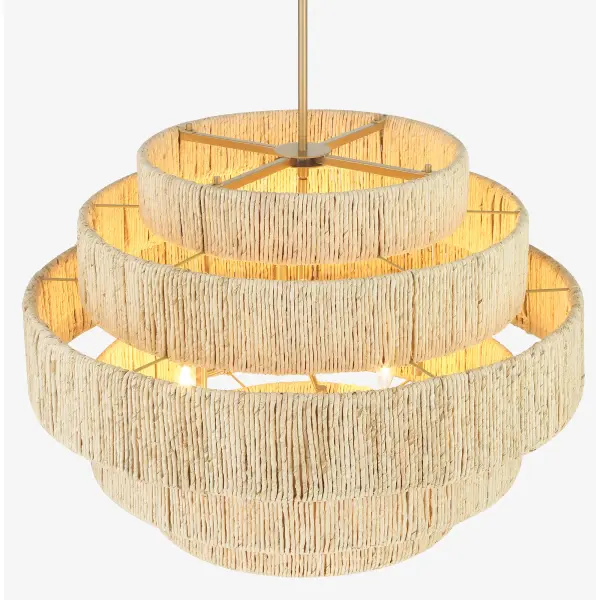 Caviana 6-Light Pendant in Signature Brass with Natural Abaca Shade - Image 4