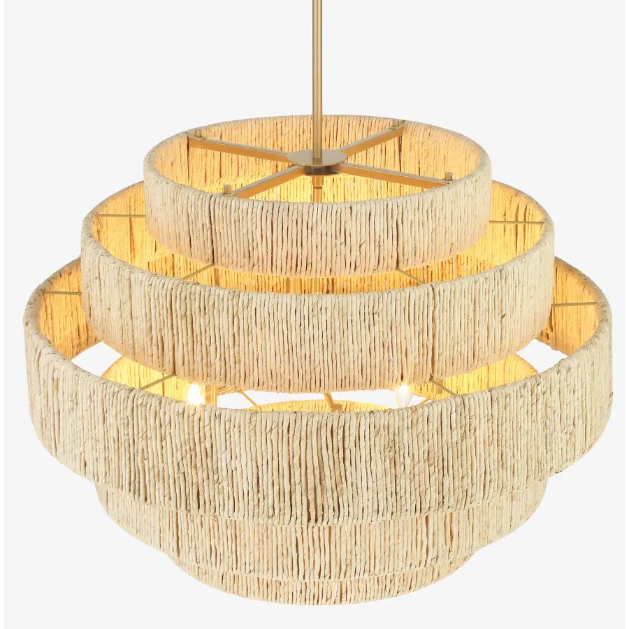 Caviana 6-Light Pendant in Signature Brass with Natural Abaca Shade - Image 4